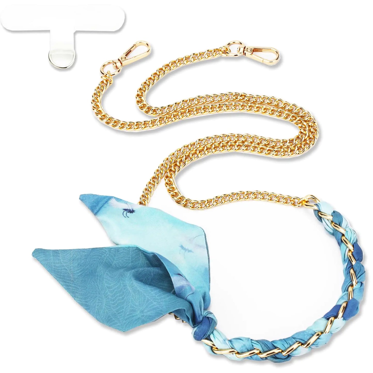 Lfpkixise Purse Chain Strap Crossbody Handbag Gold Metal Chains with Twill Scarves Shoulder Bag Strap Replacement