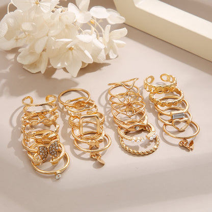 22pcs Stylish Gold Stackable Knuckle Rings