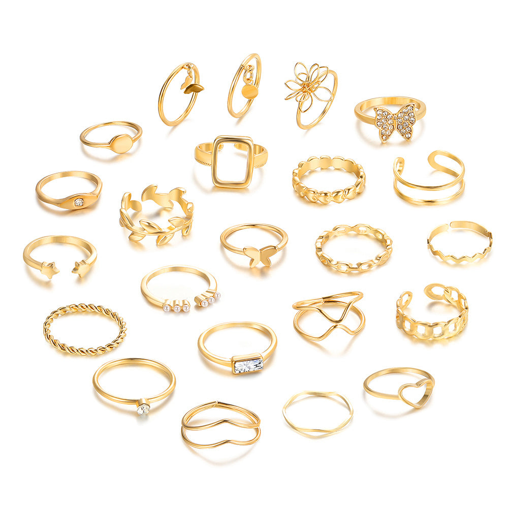 22pcs Stylish Gold Stackable Knuckle Rings