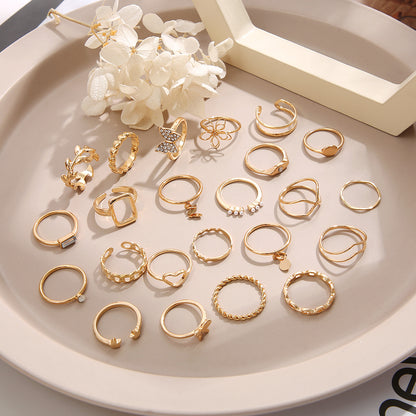 22pcs Stylish Gold Stackable Knuckle Rings