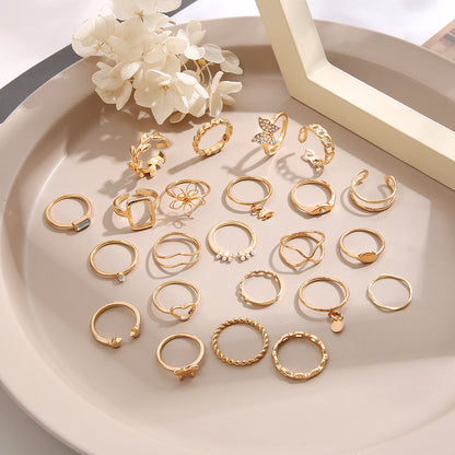 22pcs Stylish Gold Stackable Knuckle Rings