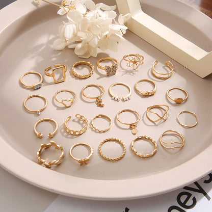 22pcs Stylish Gold Stackable Knuckle Rings