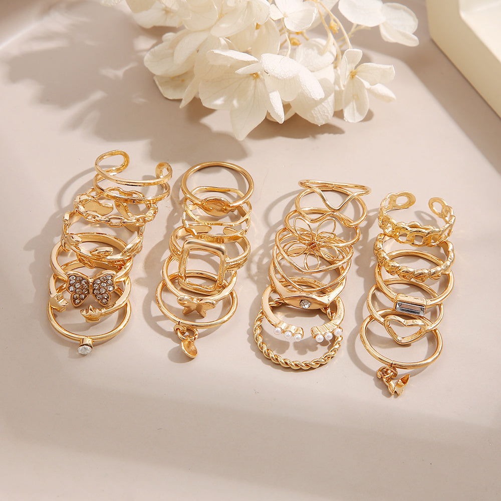 22pcs Stylish Gold Stackable Knuckle Rings